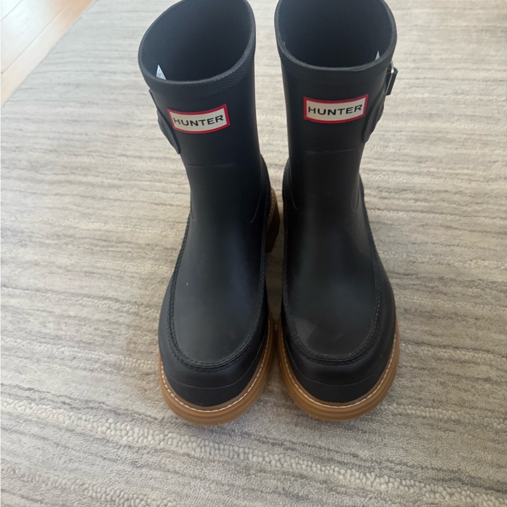 Hunter Black Moc-toe rain boots